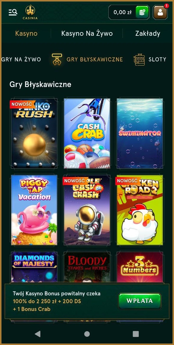 Sloty z jackpotem w czasie rzeczywistym w kasynie Casinia