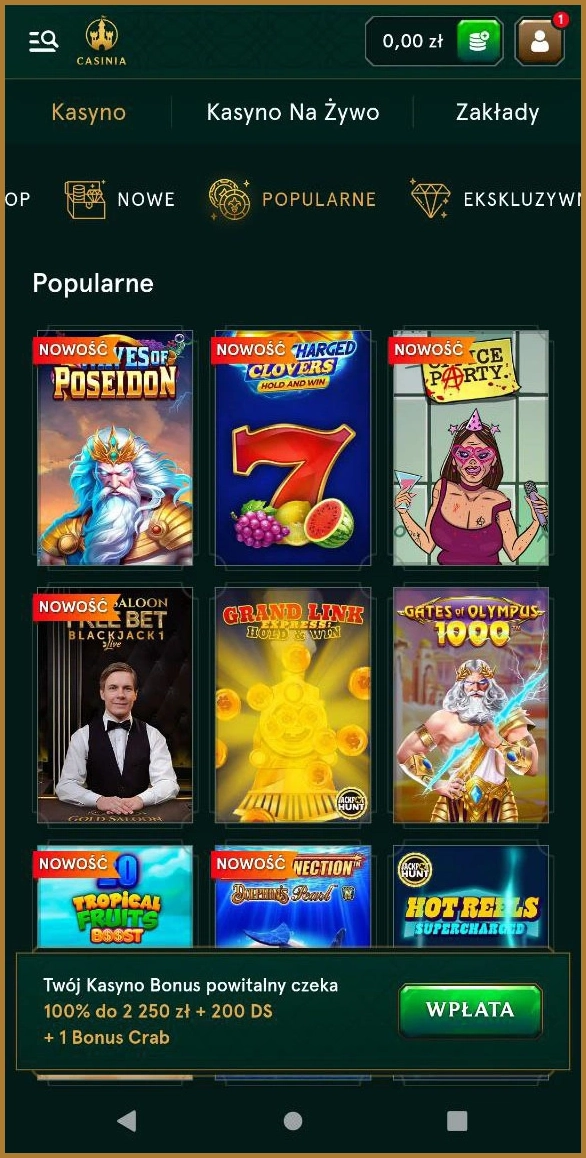 Najpopularniejsze sloty w kasynie Casinia